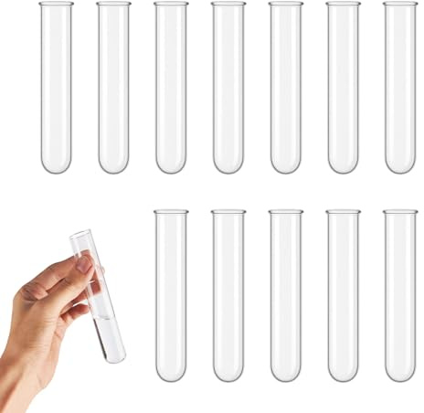 CLDURHGE Reagenzgläser Set 12 Stück Glas 20x120mm Hochborosilikat Transparent Chemie Labor Schule Wissenschaft Experiment Vorratsröhrchen