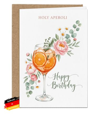 Bartschibär Geburtstagskarte 'Holy Aperoli Flower 1', DIN A6 14,8 x 10,5 cm, Klappkarte mit Umschlag, Handgezeichnetes Aperitif-Motiv, Made in Germany