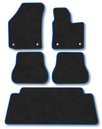 Fits VW Caddy Maxi (2004-2015) Carpet Car Mats | Blue Edge Trim Tailored Fit Floor Mats Full Coverage Protection Accessories Easy Clean Anti Slip Made in the UK