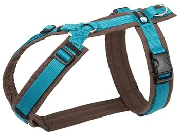 Anny-X Brustgeschirr Fun Braun-Petrol | Hundegeschirr Größe XS-Kurz (Brustumfang 43-52 cm)