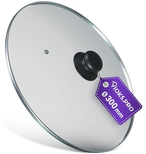 Viоks.pro Topfdeckel 30 cm & Universal Topfdeckel mit Knopfgriff und Edelstahlschutzrand - Pfanne Deckel Kochtopf Deckel & Deckеl für Bratpfanne aus Glas mit Entlüftungsloch