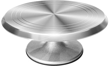 LAOYE Tortenplatte Drehbar 30cm Alu drehbare Tortenplatte Kuchendrehteller Tortendrehteller mit Fuß Torten Drehplatte Tortenständer Tortenteller Kuchenteller für Kuchen Backen Geburtstag Party