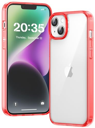 Voyahülle Clear Case for iPhone 14, Ultra Thin, Shockproof TPU Cover, Anti-Yellowing, Crystal Clear, Phone Case for Apple iPhone 14 - Red