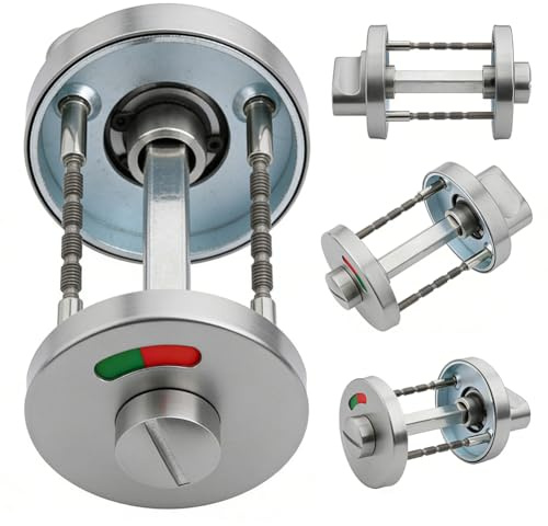 EUBSWA WC Türschloss mit Rot/Grün Belegtanzeige - 304 Edelstahl Gebürstet (Nickel) - Einfache Montage für Badezimmer, Toiletten & Büros - Ideal für Haushalte und Gewerbe