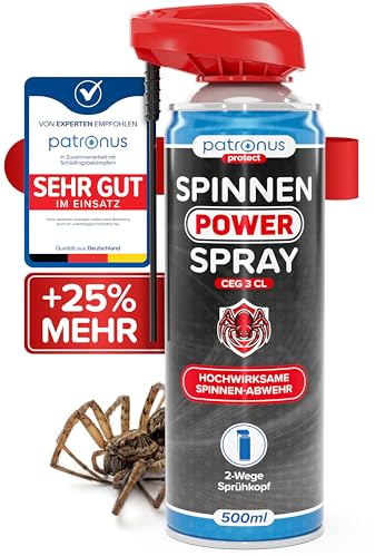 Patronus Spinnen Power Spray mit effektiver Sofortwirkung [500 ml] | Anti Spinnenspray mit Sprühlanze gegen Spinnen & zur Spinnen Abwehr, hochwirksames Anti Spinnen Spray für Indoor & Outdoor