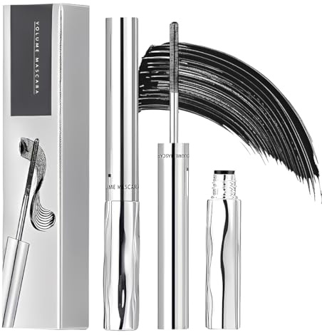 LAKPYN 2Pcs Mascara Waterproof Nero,Resistente All'Acqua Sbavature,Senza Intoppi Flake Proof Bristle Less Mascara In Metallo
