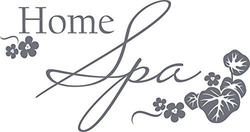 GRAZDesign Wandtattoo Home Spa mit Blüten für Bad Maritime Türaufkleber Fliesenaufkleber - 57x30cm / 071 grau