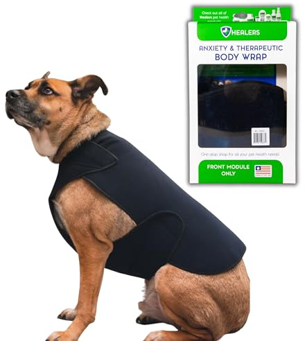 Healers Therapeutic & Anxiety Front Body Wrap for Dogs - Calming Compression Vest for Stress, Thunderstorms, Fireworks, Travel & Vet Visits - Soft, Adjustable, Machine Washable (Large)