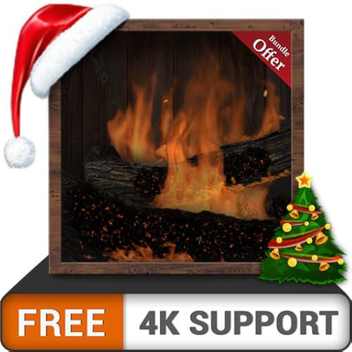 chimenea virtual HD gratis: decora tu habitación en las vacaciones de Navidad de invierno con una chimenea romántica en tu televisor HDR 8K 4K y dispositivos de fuego como fondo de pantalla y tema