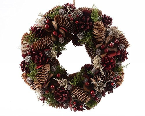 Tannenkranz mit Zapfen 34cm grün braun rot Weihnachtskranz Zapfenkranz Türkranz Adventskranz Zapfen Beeren