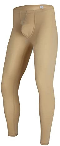 YUFEIDA Herren Lange Unterhosen mit Weichbund transparent Hose Unterwäsche Strumpfhose Leggings (L, Buff)