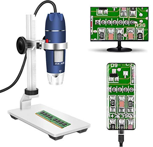 USB Digital Microscope Camera, Jiusion HD 1080P 40-1000X Portable Magnification Endoscope 8 LED with Adaptor Professional Stand, Compatible with Mac Window XP 7 8 10 11 OTG Android Linux