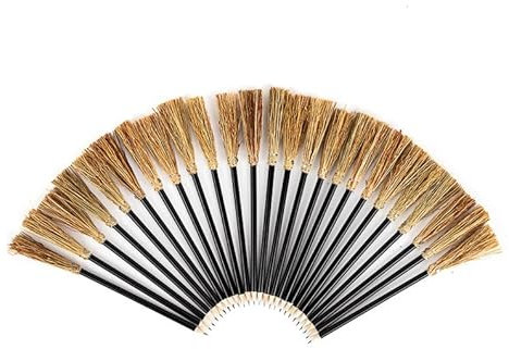 MENDI Set de 25 Lápices de Madera con Mini Escoba de Bruja (24 cm) - Ideal para Regalo, Decoración, Cumpleaños, Comunión, Halloween, Eventos y Fiestas de Fantasía