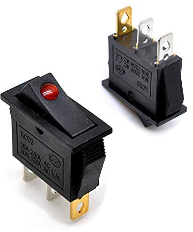 Oiyagai 10-Pack Interruttore a Bilanciere KCD3 SPST ON/OFF con Luce Rossa, 16A 250V / 20A 125V, Snap-In da Pannello per Auto Barca RV Elettrodomestici