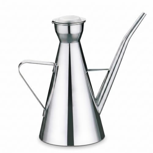 MGE World Huilier - Distributeur d’huile ou Vinaigre avec Large Ouverture, Dosage Facile et Protection contre la Lumière - Pour Cuisine, Salades, Pizzas et Service à Table - Acier Inoxydable - 300 mL