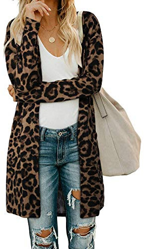 OUGES Strickjacken füR Damen Lang Cardigan Elegante Leicht Strickjacke Herbst Strickjackenpullover mit Taschen S