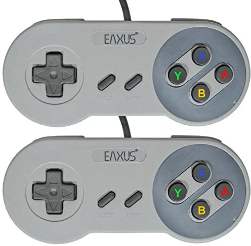 Eaxus® 2x Controller für Super Nintendo - 1,5 m Gamepad für das Original SNES