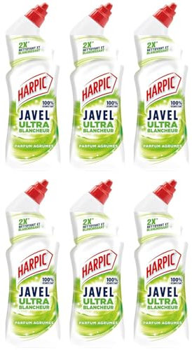 Harpic Gel WC Javel Ultra Blancheur Agrumes - Lot de 6 x 750 ml