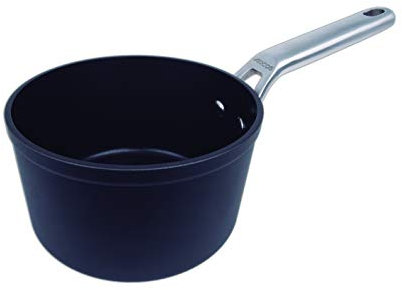 Arcos Serie Samoa, Cazo Antiadherente 16 cm y 1,5 L, Aluminio Forjado, Apta cualquier cocina, Mango Acero Inoxidable Efecto Frio, Sistema ahorro energético, Apta lavavajillas, Color Negro (717200)