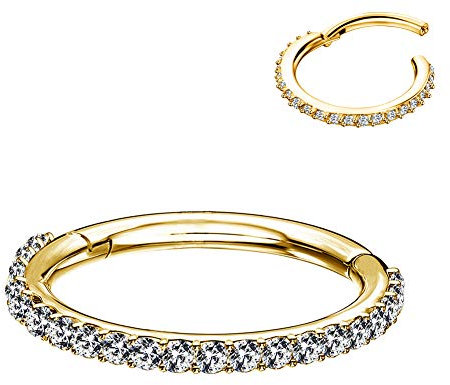 OUFER Piercing Nez Anneaux Hoop 16 G en Acier Inoxydable 316L Anneau Septum à Charnière avec Zircone Cubique Boucle d’Oreille Piericng Helix Cartilage Tragus Daith pour Femmes Hommes Filles 5-12mm