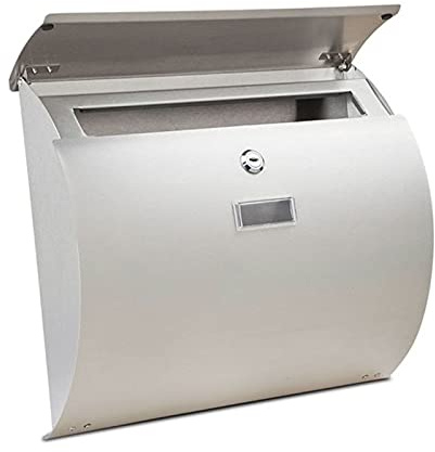 DINGFAN Outside Post Letter Box, Stainless Steel Mailbox Wall Mounted Modern Style Water Proof Anti Theft Post Box Letter Box Large Mailbox Lockable