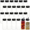 Lot de 24 pots à épices carrés en plastique de 100 ml avec couvercles à visser noirs pour verser ou secouer, conteneurs vides pour épices, poudres, poivrons