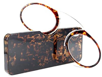 KoKoBin Lunettes pour Lire Sans Branche pour Hommes et Femmes, Mini Portable Pince Nez Lunettes de Lecture Légères(Léopard,+2.0)