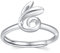 Tier Ring für Damen 925 Sterling Silber Biene/Hase/Koala Ringe Mondstein Gänseblümchen Ring Niedlicher Open Verstellbarer Ring Schmuck geschenke für Frauen Mädchen (Hase)