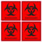pubblimania BIOHAZARD Aufkleber Quadrat für den Außenbereich - innen (4 Biohazard Aufkleber)