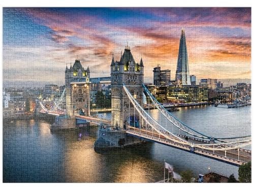 MyPuzzle Tower Bridge und Skyline von London, Großbritannien, kurz nach Sonnenuntergang - Premium 1000 Teile Puzzle - MyPuzzle Sonderkollektion von Puzzle Galaxy