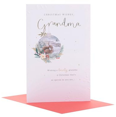 UK Greetings Weihnachtskarte für Oma – Hasen-Design