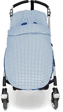 Universal Fußsack für Kinderwagen oder Buggy – Geruit Gepuderte Blau – Handmade – Nenel