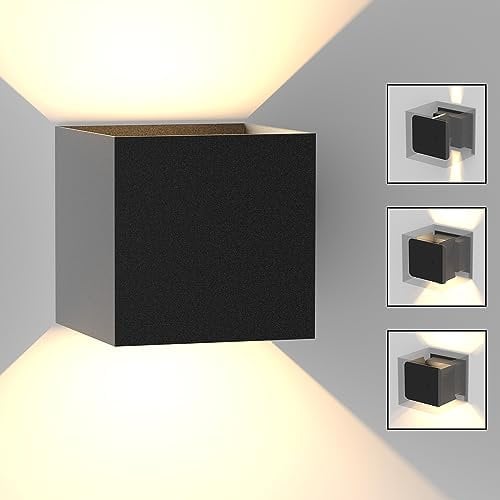 Homefire LED Wandleuchte Innen Wandlampe - Aussenlampe Schwarz Wandbeleuchtung Aussen 5W Außenlampe Up Down Wandstrahler IP65 Außenleuchte 3000K Warmweiß für Hauswand Treppenhaus Flur Garten