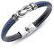 AURSTORE Bracelet hommes tressé (8mm) Bracelet en cuir Bracelet noeud Bracelet Homme Femme Longueur réglable (Bleu)