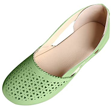 Women's Ballet Flats Pumps Shoes Leather Loafers Slip On Flats Shoes Closed Toe Wide Fit Sandals Cutout Casual Summer Vintage Sandals Casual Comfy Slider Loafers Shoes Fashionable Work Shoes Green