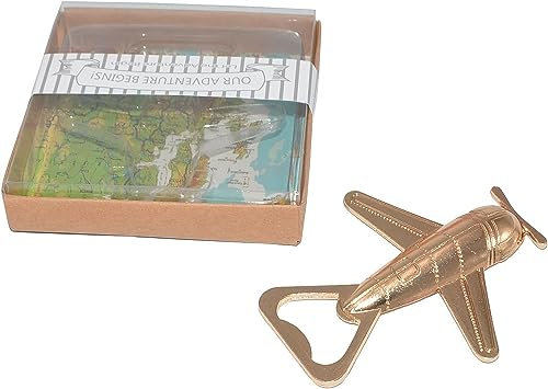 Décapsuleur en forme d'avion avec emballage exquis, 12 décapsuleurs en avion, accessoires de vin et de bière en acier inoxydable, meilleur cadeau pour garçon d'honneur