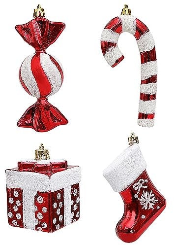 Weihnachtsschmuck Vierer-Set, Telefonhülle Charms, Zuckerstangen-Geschenkbox Stiefel Vierer-Set Kombination, Weihnachtsbaumschmuck zum Aufhängen, Heimdekoration