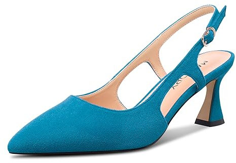 MAGIOPY Donna Chiusa a Punta Medio Tacco Heel Slingback Slip-on Dress Pumps Fibbia Casual Ufficio Estate Scarpe 6.5 CM Heels Blu 39 EU
