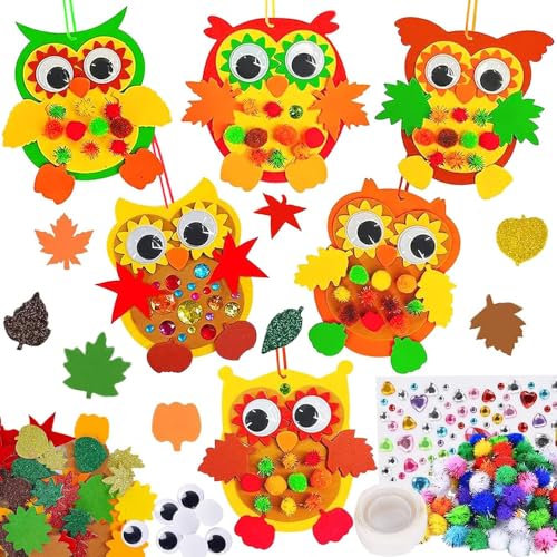 WIDEBG Filz Bastelset Eule Anhänger DIY Filz Herbst Basteln Kinder Set Filz Bastelset für Deko Owl Bastelsets Kindergeburtstag Festliche Geschenk Herbst Kreativsets Dekoration