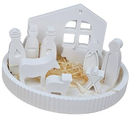 Moderne Weihnachtskrippe mit Figuren (Ohne Holzdach)