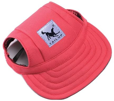 Rockreyoa Baseballmütze für Haustiere Sonnenschutz Hunde Baseball Cap Outdoor Baseball-Kappe Kleine Hunde Mütze Sport Hut Sommer Reise Hut mit Ohrlöcher für Haustiere Hund Katze Rot L