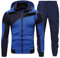 YANFJHV Herren-Hoodie-Set mit Kapuze, einfarbig, farblich abgestimmt, mit Reißverschluss, Hose, lässig, Sport, langärmelig Anzugkoffer (Navy, M)