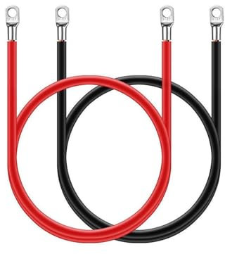 2 PCS Battery Cable, 12v Battery Cable, 16mm2 Cable, 16mm Battery Cable, 12V Auto Battery Charge Cables, Car Battery Leads with M8 Ring Terminals Copper Flexible Wire for Truck Motorcycle Solar Marine