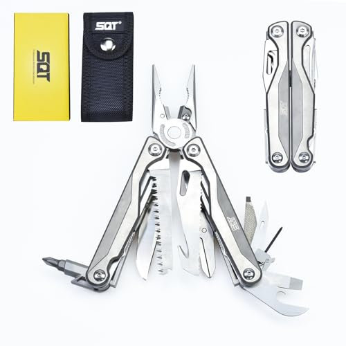 SQT Pinza Multiuso, 19 in 1 in Acciaio Inossidabile, Attrezzo Tascabile con Cacciavite, Apribottiglie, portatile per escursionismo, campeggio e riparazione, regalo per uomini 2048-A