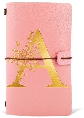 PU Leder Notizbuch Tagebuch, Nachfüllbares Tagebuch für Frauen Mädchen, Rosa Gold Notizbücher zum Geburtstag Dankeschön Geschenk für Freund, Schule, Lehrerin, Erzieherin, Schwestern, Kollegen(A)