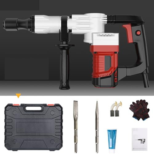 LFYLCDJJ Breaker Hammer, 220v Heavy Duty Rotary Hammer Drill, 1200W Hammer Drill With Vibration Control, Safety Clutch, Hexagonal Electric Pick, 4590 Times Per Minute.,110V,Red