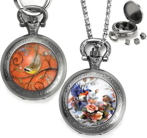 2Pack Mini DND Würfel Set mit Taschenuhr, Polyedrische Würfelset(Style-B) | ZHOORQI Mini DND Dice Set für Dungeons and Dragons, Tragbare Halskette Schlüsselanhänger für RPGs Spielwürfel Geschenke