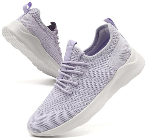 CAIQDM Damen Turnschuhe Sneaker Schuhe Damen Sportschuhe Laufschuhe Tennisschuhe Outdoor Running Damen Walkingschuhe Straßenlaufschuhe rutschfest Atmungsaktiv Leichtgewichts Hellviolett 39