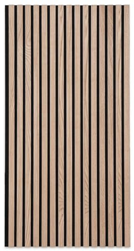 Floordirekt 3D Akustikpaneele 118 x 60 cm, Wandpaneele mit Echtholzfurnier für eine angenehme Raumakustik, Lamellenwand Holz und Filz, Wandverkleidung als Schallschutz, Schalldämmung (Red Oak)