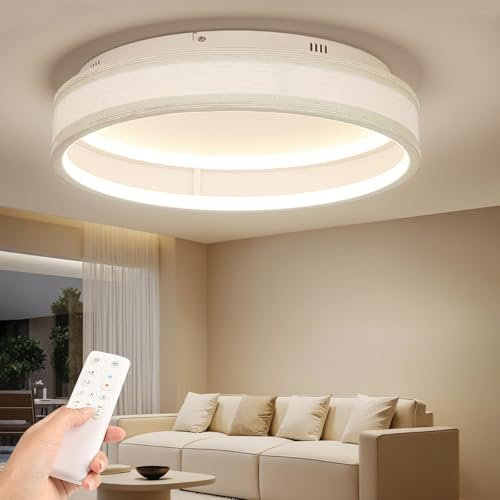 Deckenlampe LED Deckenleuchte Stoff, Schlafzimmerlampe 3000K-6500K 4800LM, Deckenlampe Wohnzimmer für Flur Schlafzimmer Balkon Küche Keller Lampe, 40CM